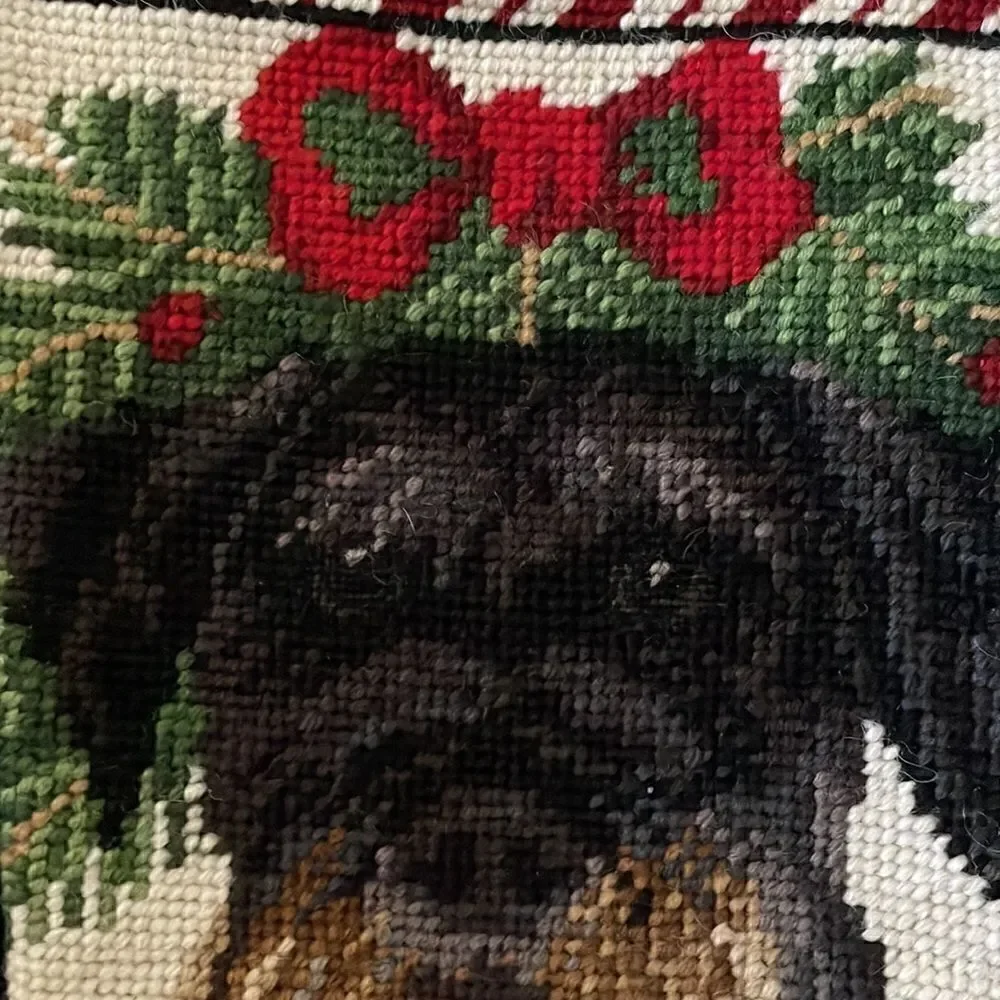 Vintage Needlepoint Handmade-wool dog stocking